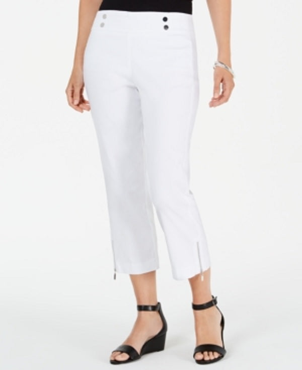 JM Collection Women's Cropped Zipper Trim Pants White Size -Petite S