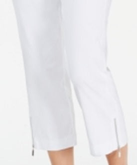 JM Collection Women's Cropped Zipper Trim Pants White Size -Petite S