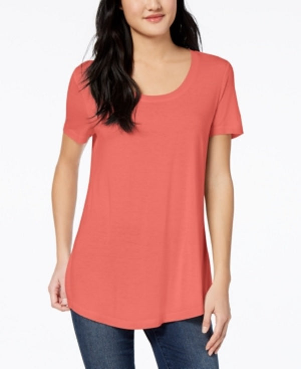 Maison Jules Women's Scoop Neck T-Shirt Orange Size X-Large