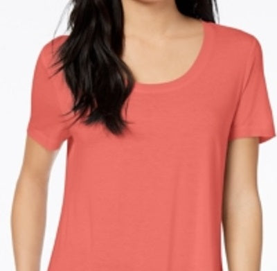 Maison Jules Women's Scoop Neck T-Shirt Orange Size X-Large