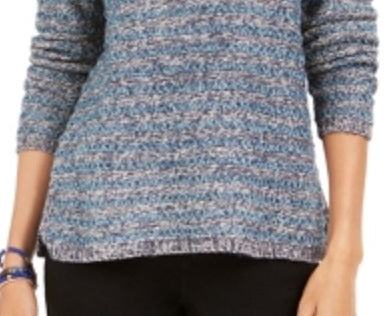 Style & Co Women's Striped Metallic Threaded Sweater Blue Size PP