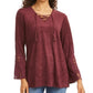 स्टाइल एंड कंपनी वुमेन फॉक्स स्यूड लेस अप टॉप वाइन साइज़ स्मॉल