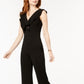Bar III Women's Ruffled Neck Line Sleeveless V Neck Evening Boot Cut Jumpsuit Black Size 6
