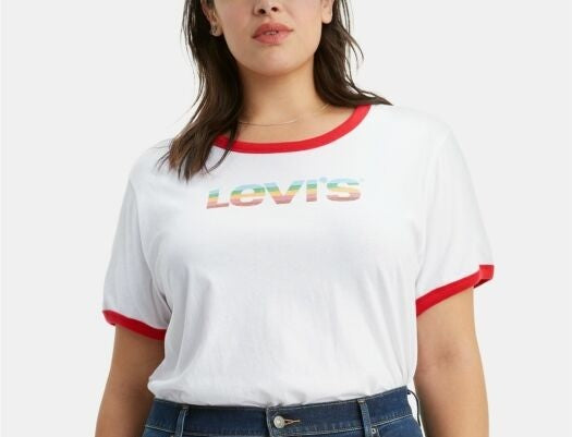 Levi's Women's Logo Ringer T-Shirt White Size 2X