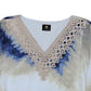 JM Collection Women's Crochet Trim Printed Poncho Top Blue Size X-Small