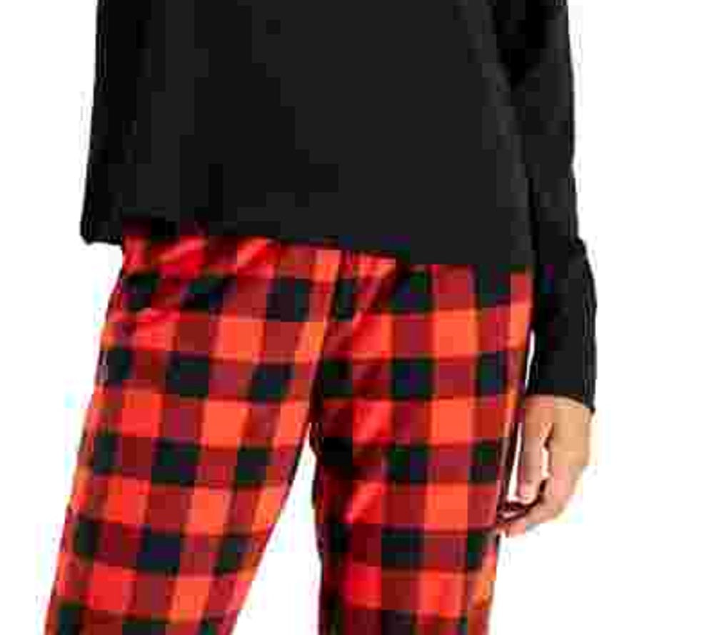 Jenni Women's Fleece Pants Pajamas & Eye Mask 3Pc Set Red Size X-Large