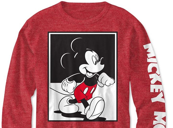 Disney Big Boy's Mickey Mouse Worldwide T-Shirt Red Size Small
