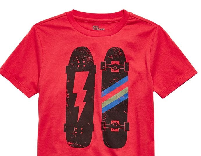 Epic Threads Big Boy's Skateboard Bolt T-Shirt Red Size Large