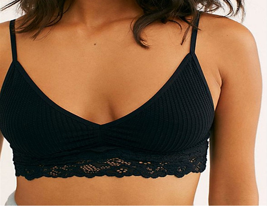 Free People Women's Stevie Lace Trim Bralette Black Size M/L