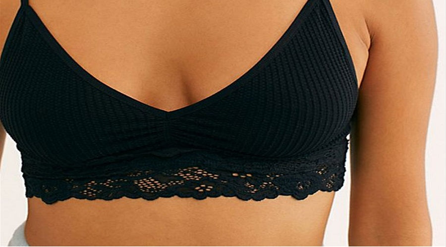 Free People Women's Stevie Lace Trim Bralette Black Size M/L