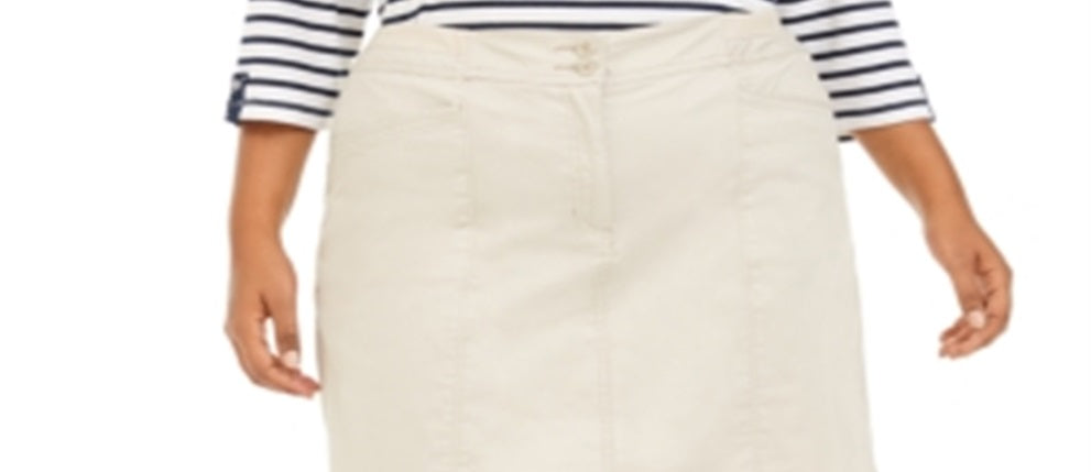 Karen Scott Women's Plus Knit Waistband High Rise Skort Beige Size 20W