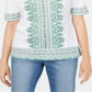 Karen Scott Women's Printed Short Sleeve Top White Size Small