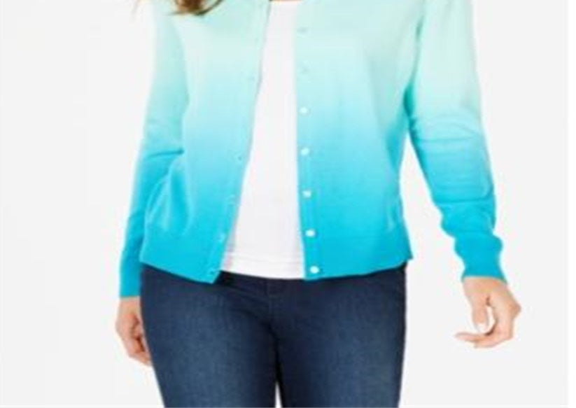 Charter Club Women's Ombre Cardigan Blue Size Medium