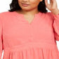 Charter Club Women's Plus Clip Dot Blouse Pink Size 2X