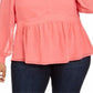 Charter Club Women's Plus Clip Dot Blouse Pink Size 2X