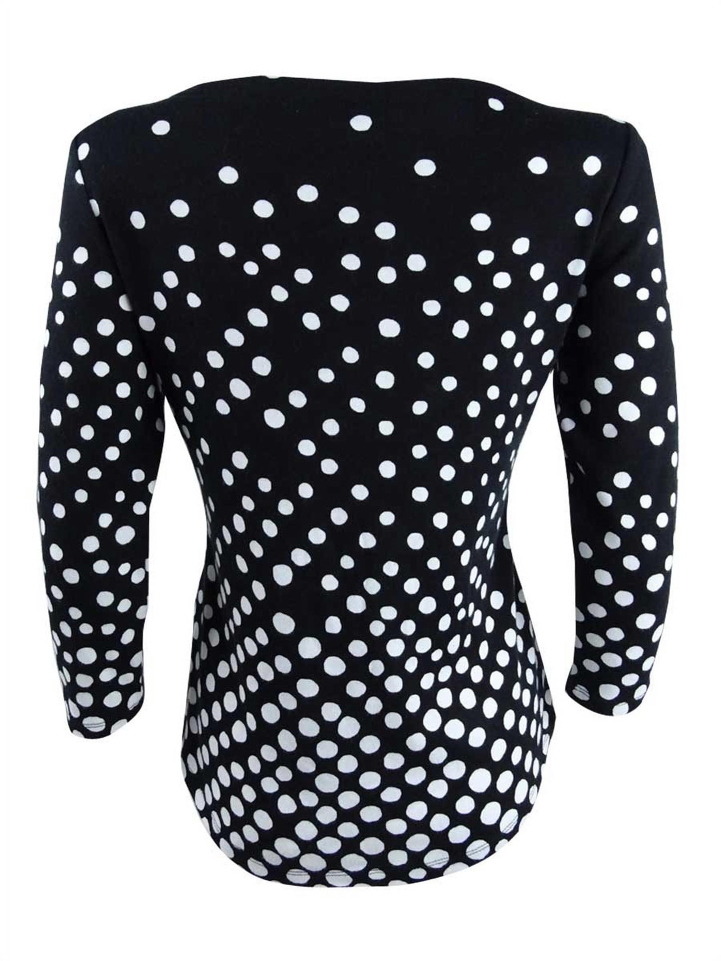 NOSTOCK Charter Club Women's Button Shoulder Print Top Black Size Medium