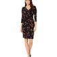 Ralph Lauren Women's Sheath Ruched Floral Dress Black Size 8