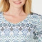 Karen Scott Women's Printed V Neck Top Blue Size Small