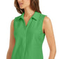 Charter Club Women's Cotton Pique Sleeveless Shirt Green Size 18