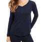 Style & Co. Women's V Neck Long Sleeve Shirt Blue Size Medium