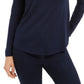 Style & Co. Women's V Neck Long Sleeve Shirt Blue Size Medium