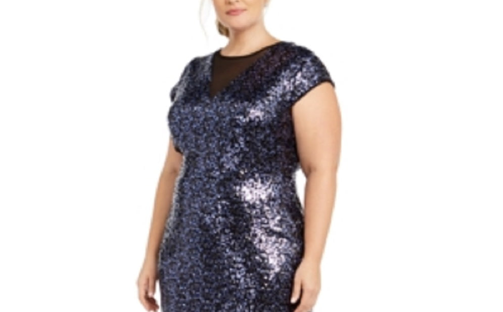 Teeze Me Women's Plus Sequined Party Dress Blue Size 16