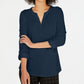 Charter Club Women's Supima Cotton Split Neck Top Red  Size Petite Small