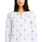 Charter Club Women's Cotton Embroidered Anchor Top White Size Medium