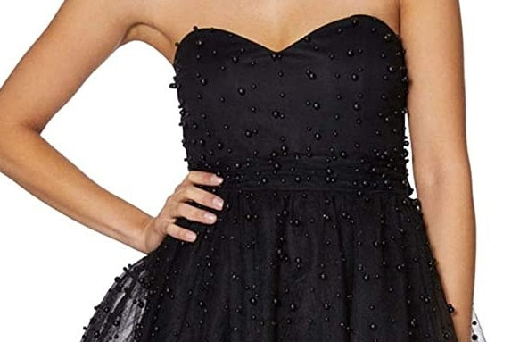 Betsey Johnson Women's Dress a Line Pearl Party Beaded Black Size 12