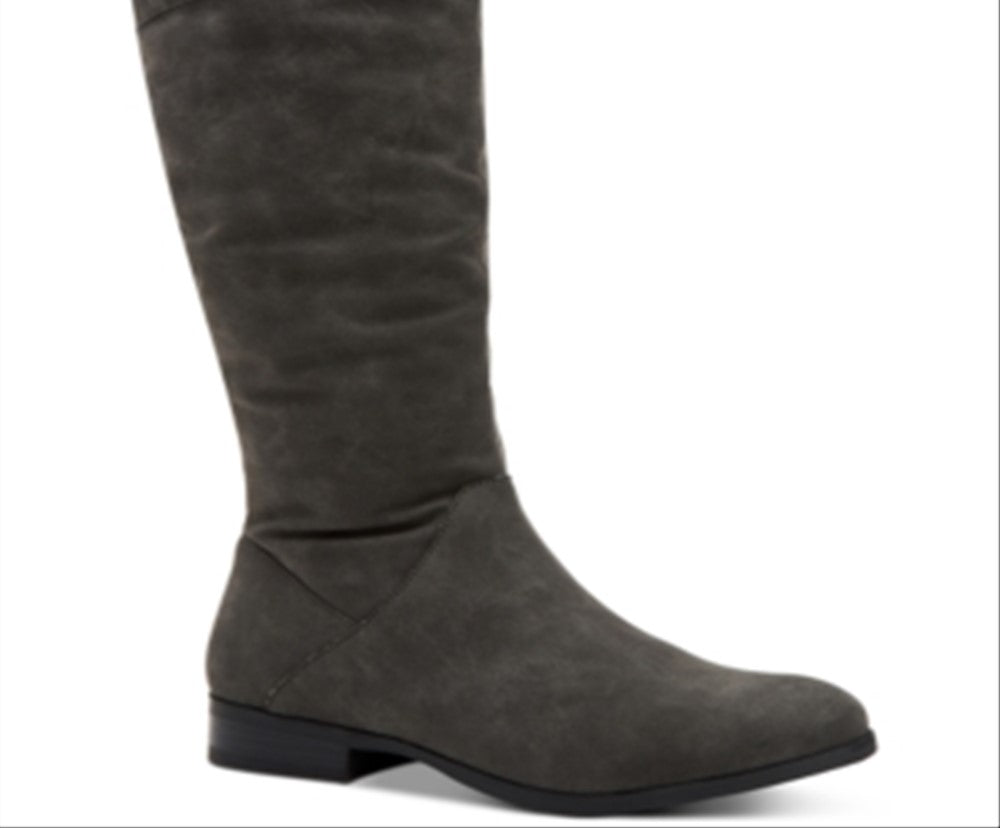 Style & Co Women's Ruched at Shaft Round Toe Zip up Boots Gray Size 6