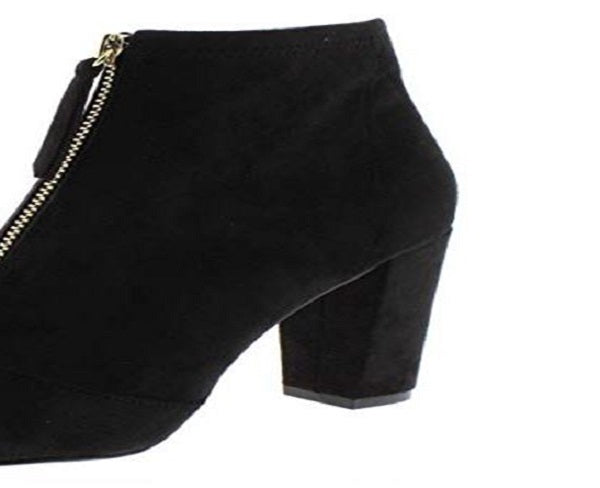 INC International Concepts Women's Kirsi Faux Suede Block Heel BootiesBlack -Size 8.5