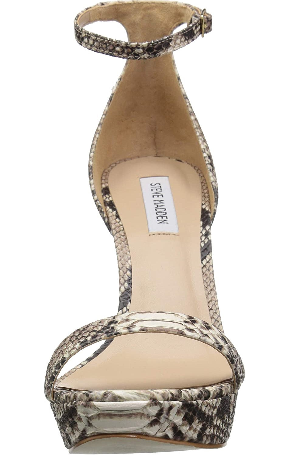 Steve Madden Women's Snake Starlet Leather Sandal Sand Size 9M