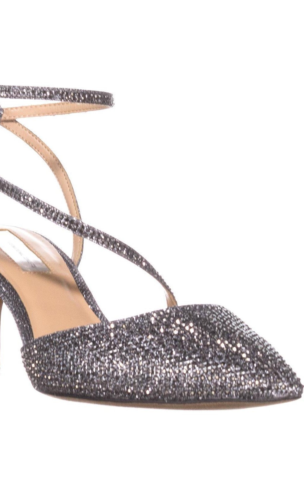 INC International Concepts Women's Lenii2 Strappy Rhinestone Evening Sandals Pewter Silver Size 5 M