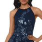 Xscape Women's Sleeveless Halter Short Fit Flare Party Dress Blue Size 8