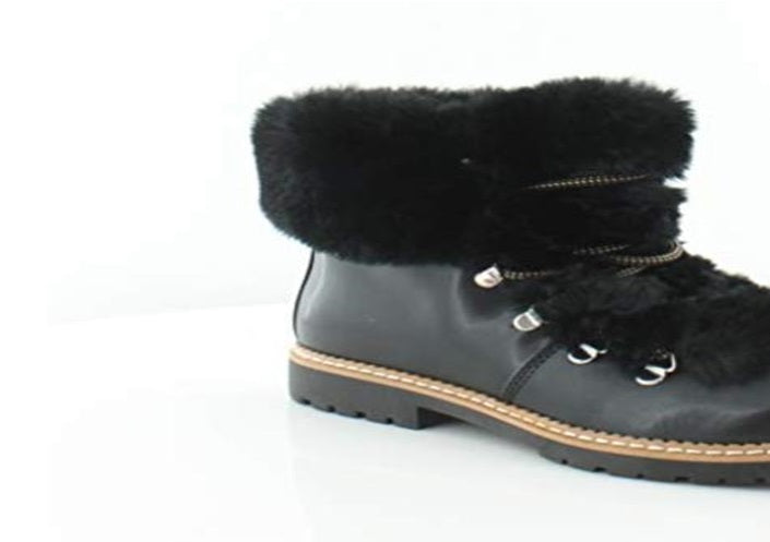 INC International Concepts Women's Pravale Faux Fur Lace-up Winter Boots Black Size 5 M