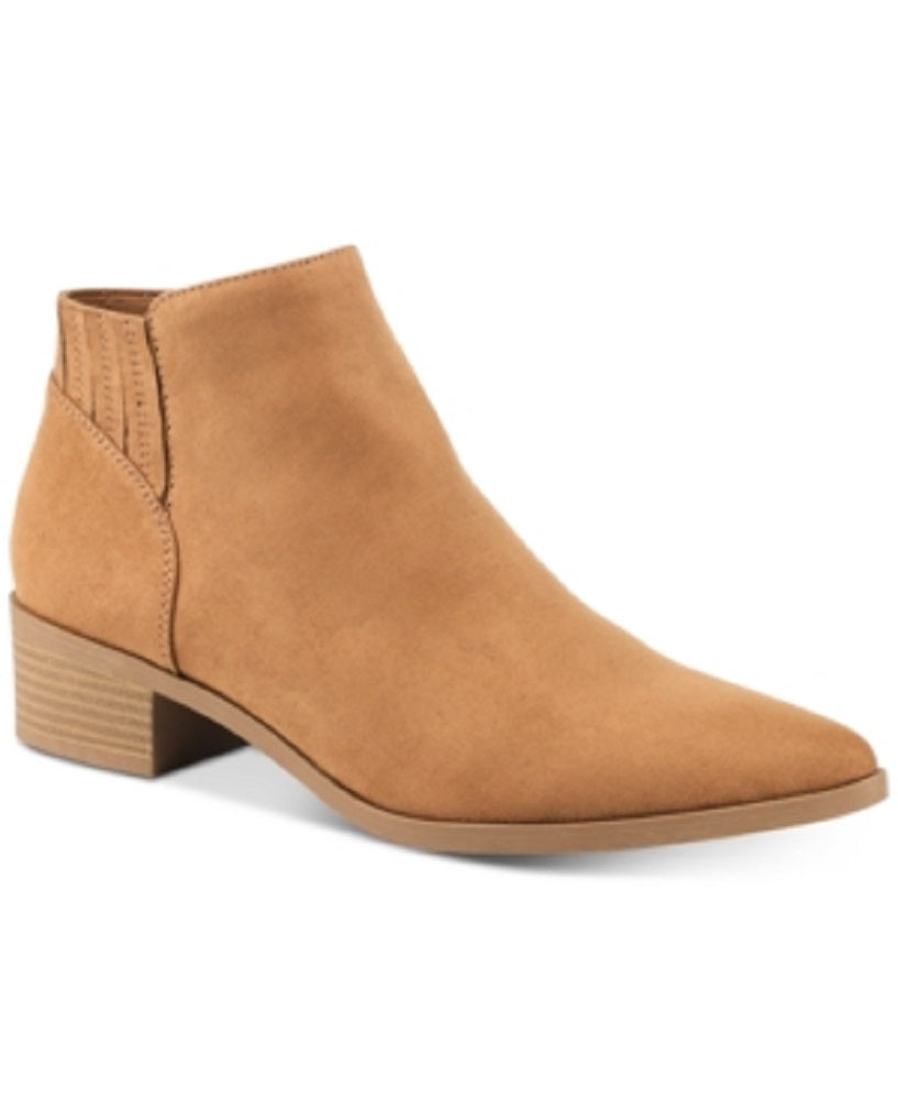 American Rag Women's Stretch Gore Padded Tori Pointed Toe Block Heel Zip up Booties Brown Size 7 M