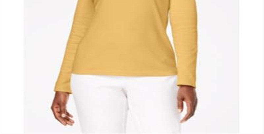 Karen Scott Women's Cotton Scoop Neck Top Gold Size X-Large