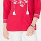 Charter Club Women's Cotton Embroidered Peasant Top Pink Size Petite SM