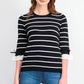 Maison Jules Women's Striped 3/4 Sleeve Shirt White/Black Size XX-Large