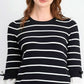 Maison Jules Women's Striped 3/4 Sleeve Shirt White/Black Size XX-Large