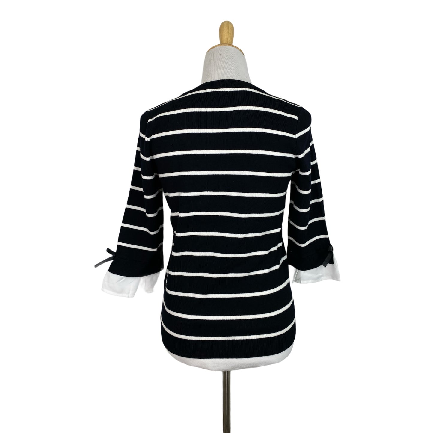 Maison Jules Women's Striped 3/4 Sleeve Shirt White/Black Size XX-Large