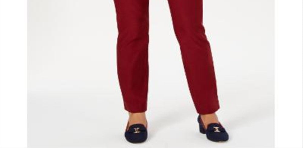 Charter Club Women's Cambridge Skinny Pull on Tummy Control Pants Red Size 8
