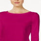 Charter Club Women's Pima Cotton Boat Neck Button Shoulder Top Pink Size Medium