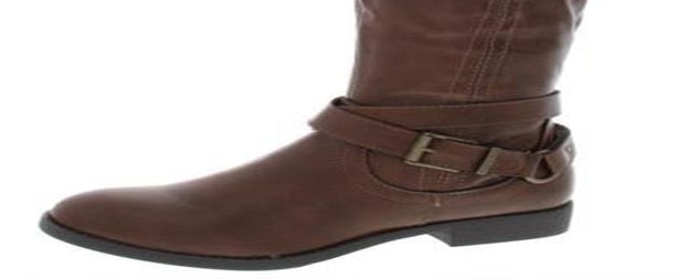 Style & Co Women's Mayy Faux Leather Buckle Knee High Boots Brown Size 6.5 M