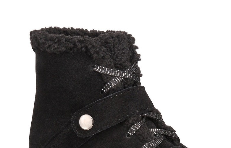 Style & Co Women's Elissaa Leather Closed Toe Ankle Cold Weather Boots Black Size 8 M