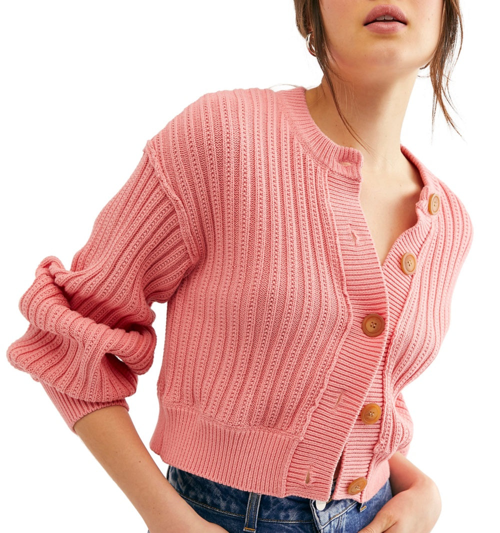 Free People Women's All Yours Cardigan Pink Size Medium
