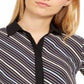 Anne Klein Women's Milano Striped Collared Button Down Top Black Size Small