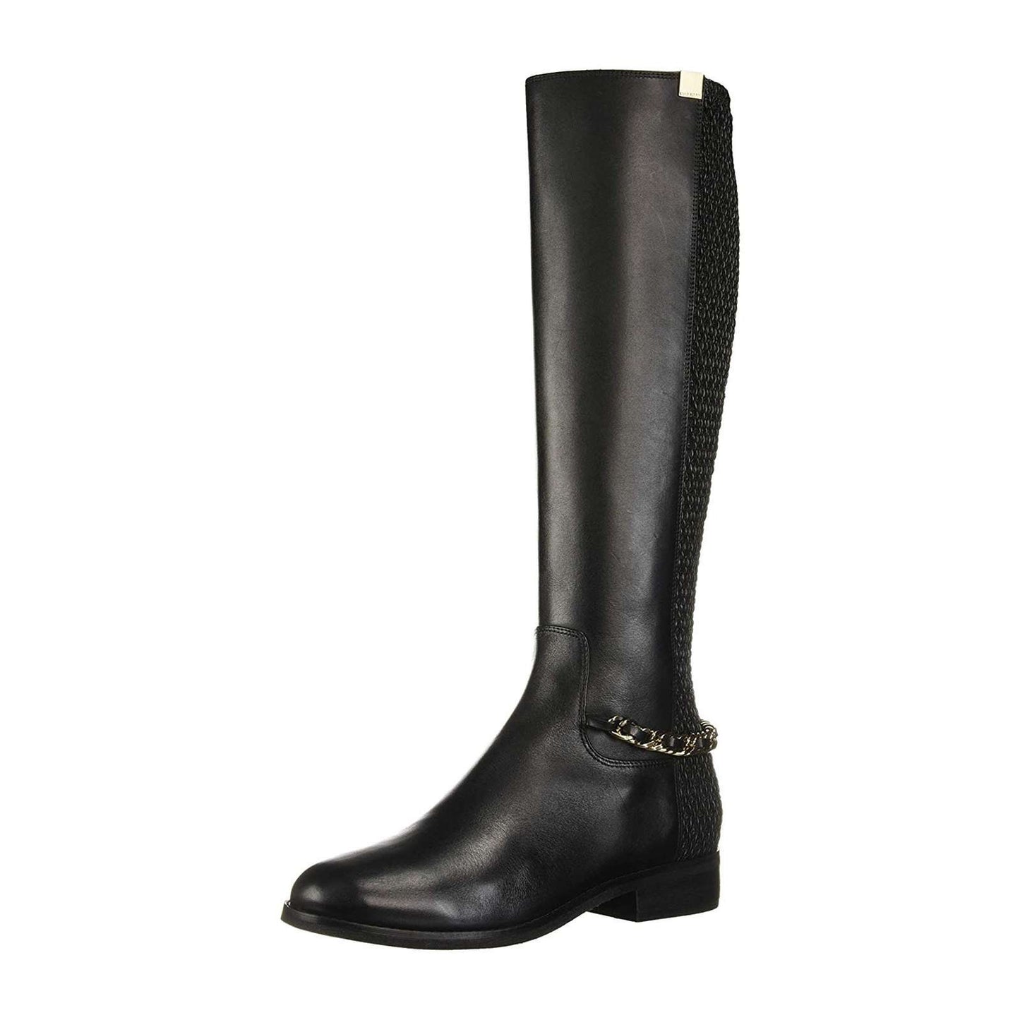 Cole Haan Women's Idina Stretch Boot Leather Round Toe Knee High Fashion Boots Black Size 5.5B