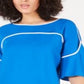 Alfani Women's Piped Flutter Sleeve Top Blue Size Petite
