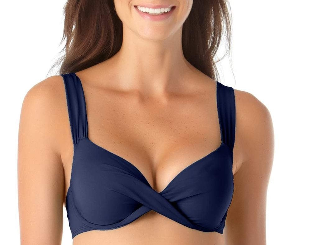 Anne Cole Women's Underwire Twist Front Bikini Swim Top Blue